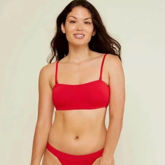 Andie Swim The Rio Top in Cherry Red Size XXL Sustainable Bikini Plus Size - Picture 1 of 7
